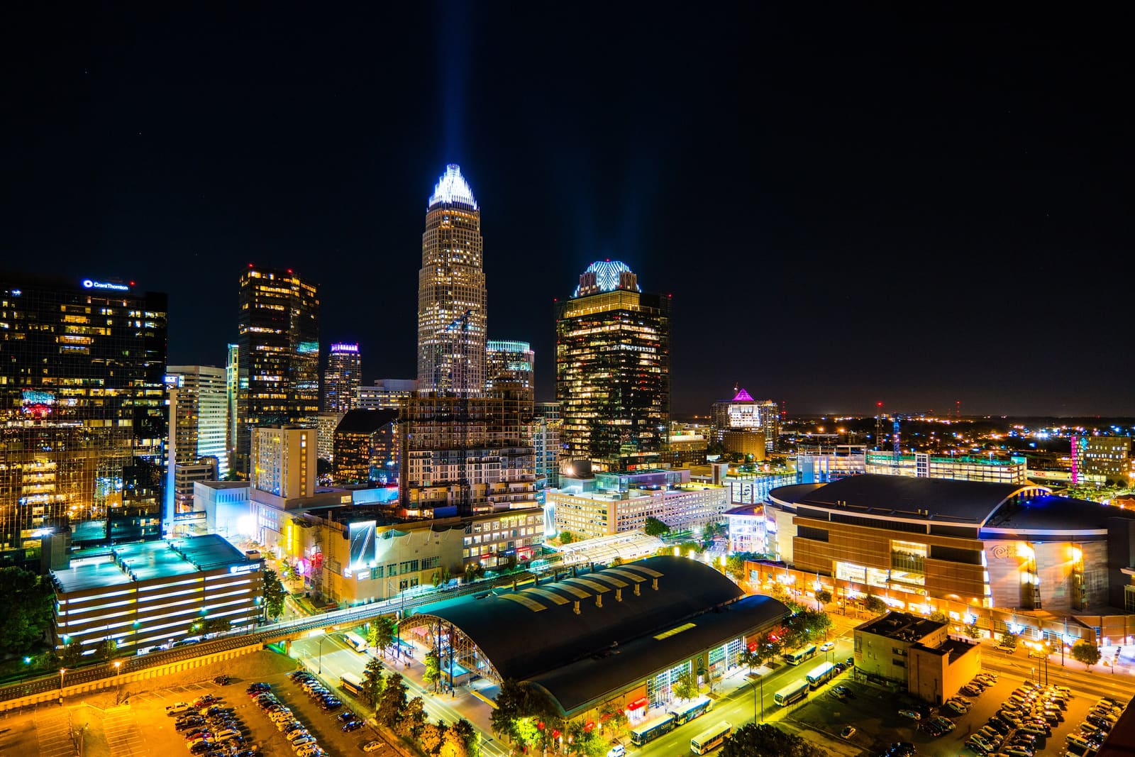Uptown Charlotte skyline at night